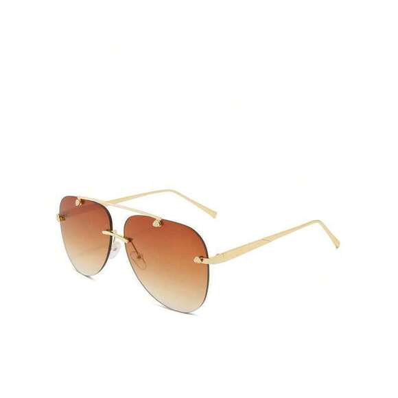 Metal Double-Beam Toad Eye Rimless Glasses, Versatile, For Dai main image 2